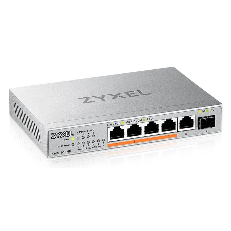 Zyxel XMG-105HP Unmanaged 2.5G Ethernet (100/1000/2500) Power over Ethernet (PoE) Silber