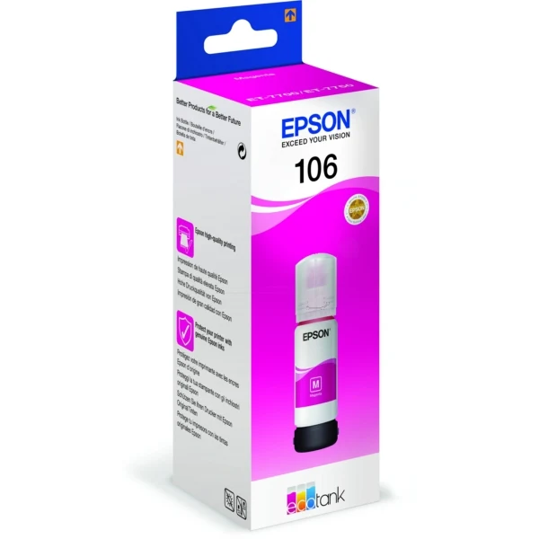 Original Epson 106 / C13T00R340 Tintenflasche magenta · 5.000 Seiten · Inhalt 70 ml