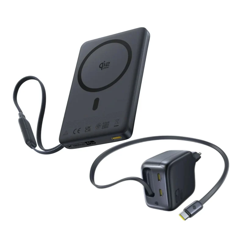 Baseus PicoGo AM52 With Built-in Cable 10000mAh Power Bank + EnerCore CJ11 3C 67W Charger Bundle