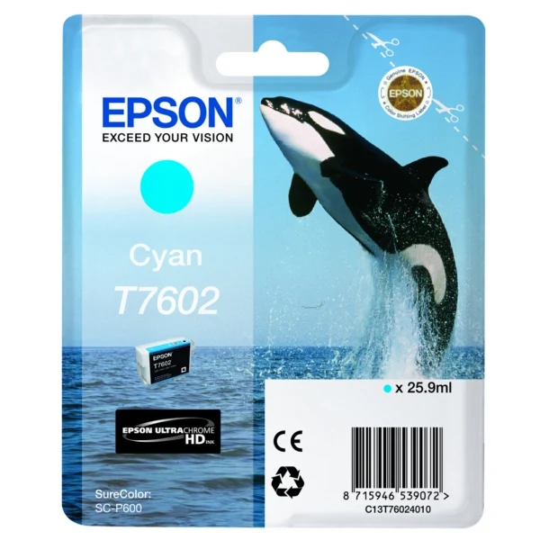 Original Epson T7602 Tintenpatrone cyan