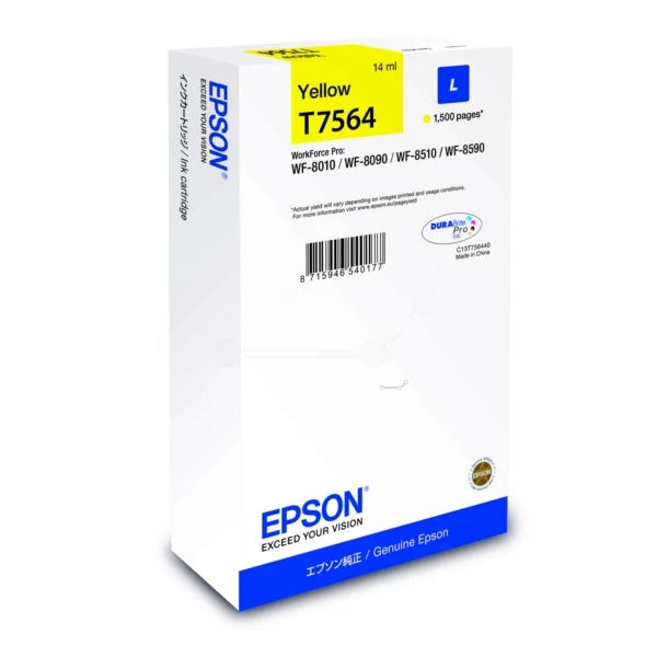 Original Epson T7564 Tintenpatrone gelb