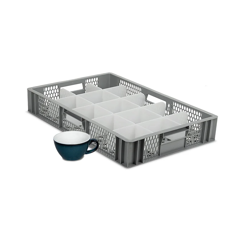 Wash and Store Crate for Coffee Cups, Mugs & Other Crockery 15 Compartments (Cell Size: 121x111mm)