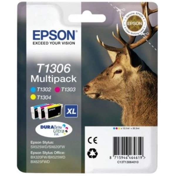 Original Epson T1306 Tintenpatrone 3er-Set C,M,Y
