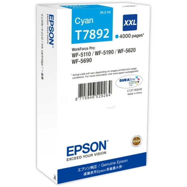 Original Epson T7892 Tintenpatrone cyan