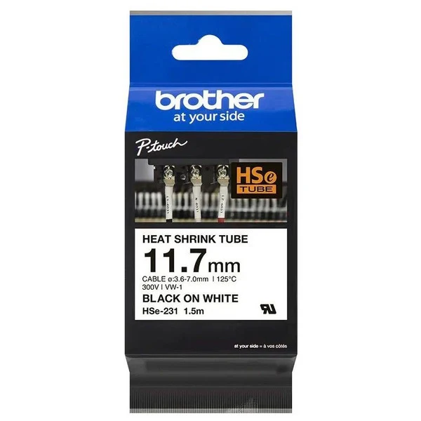 Original Brother HSE-231 Heissschrumpfschlauch schwarz auf weiss 11,7mm x 1,5m
