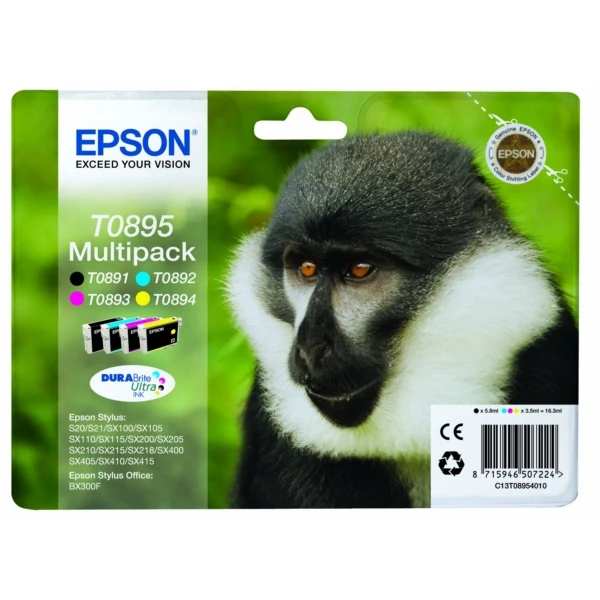 Original Epson T0895 Tintenpatrone 4er-Set Bk,C,M,Y