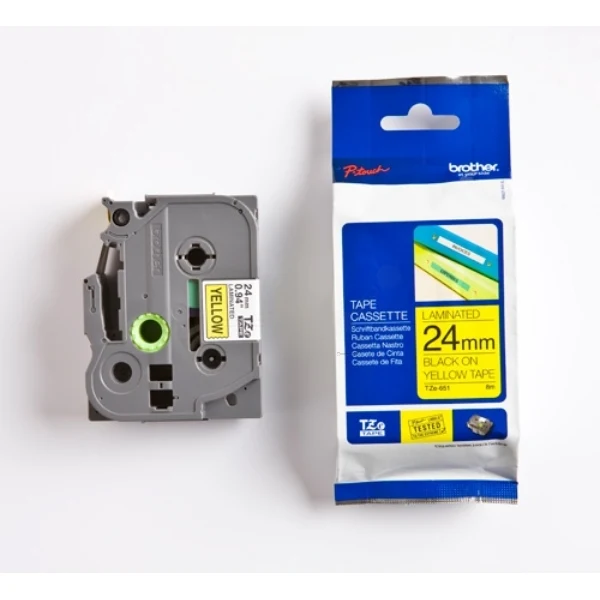 Original Brother TZE-651 DirectLabel schwarz auf gelb Laminat 24mm x 8m
