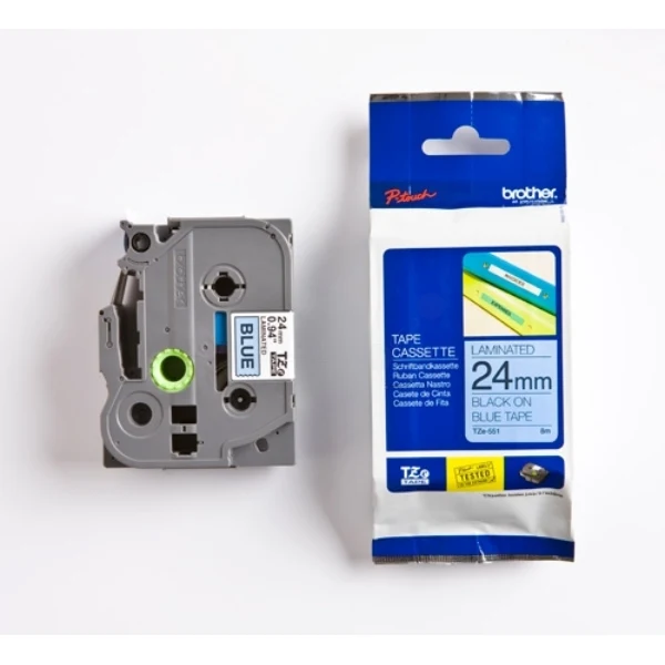 Original Brother TZE-551 DirectLabel schwarz auf blau Laminat 24mm x 8m