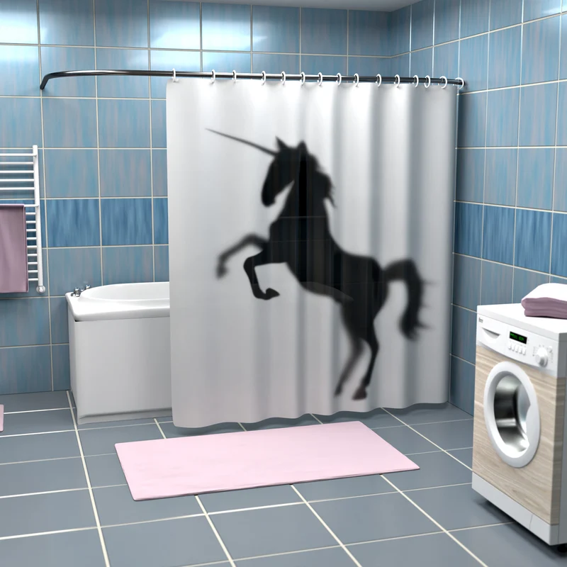 Einhorn-Silhouette Duschvorhang