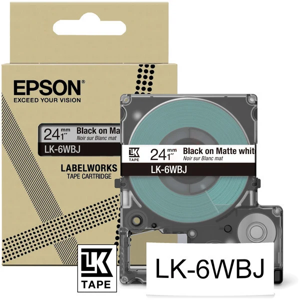 Original Epson C53S672064 / LK-6WBJ DirectLabel-Etiketten schwarz auf weiss 24mm x 8m