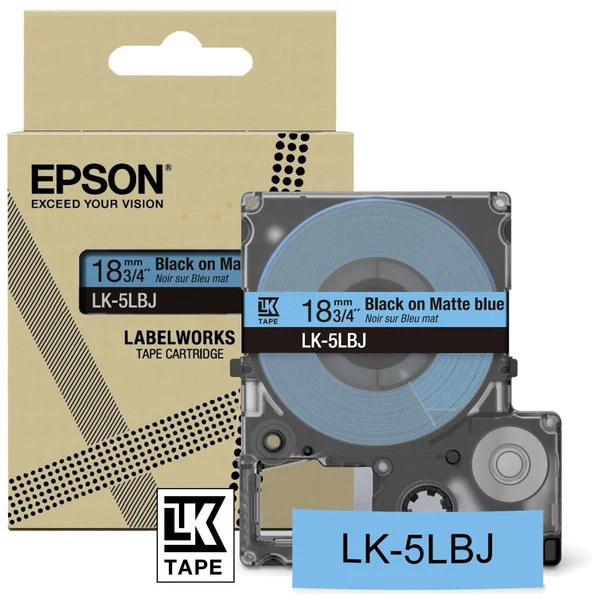 Original Epson C53S672081 / LK-5LBJ DirectLabel-Etiketten schwarz auf blau matt 18mm x 8m