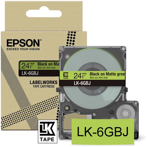 Original Epson C53S672079 / LK-6GBJ DirectLabel-Etiketten schwarz auf Transparent 24mm x 8m