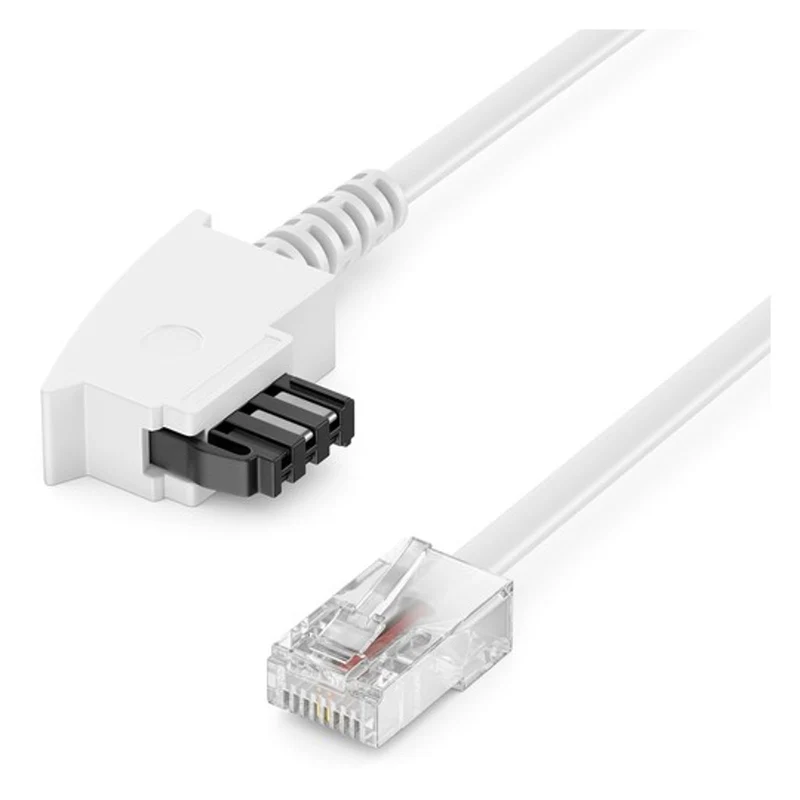 deleyCON 0,5m Routerkabel TAE-F auf RJ45 weiß Kompatibel mit DSL ADSL VDSL