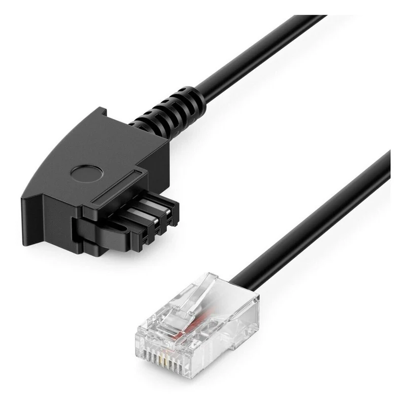 deleyCON 2m Routerkabel TAE-F auf RJ45 schwarz Kompatibel mit DSL ADSL VDSL