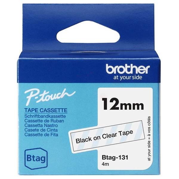 Original Brother BTAG-131 DirectLabel-Etiketten schwarz auf Transparent 12mm x 4m