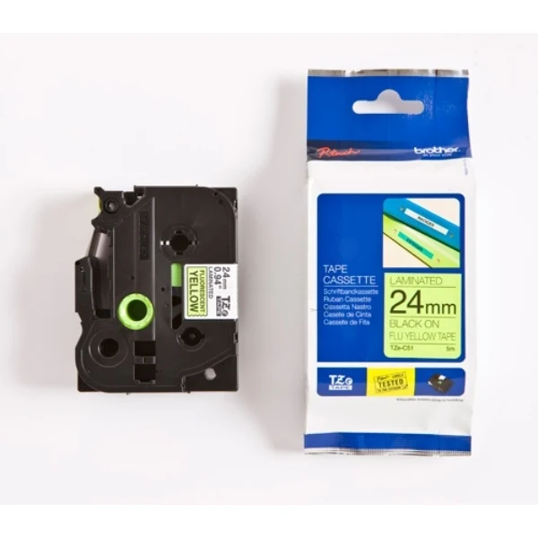Original Brother TZE-C51 DirectLabel schwarz auf gelb Laminat 24mm x 5m
