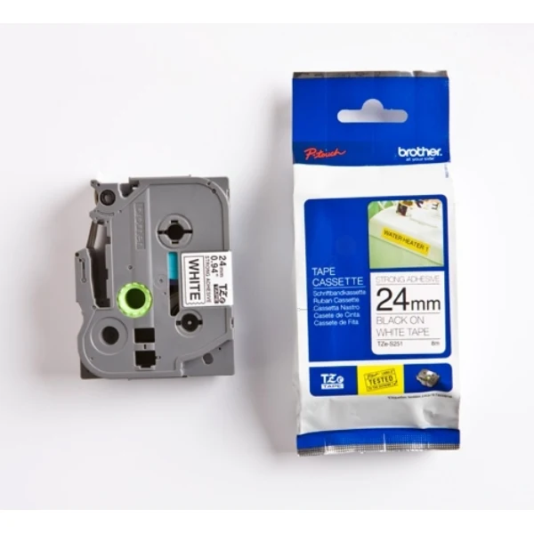 Original Brother TZE-S251 DirectLabel schwarz auf weiss extra stark Laminat 24mm x 8m