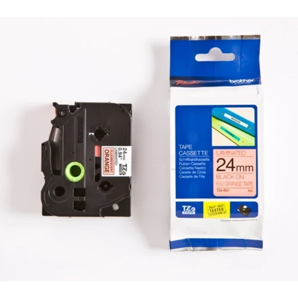 Original Brother TZE-B51 DirectLabel schwarz auf orange Laminat 24mm x 5m