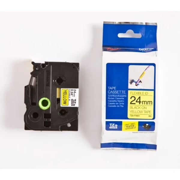 Original Brother TZE-FX651 DirectLabel schwarz auf gelb Laminat 24mm x 8m