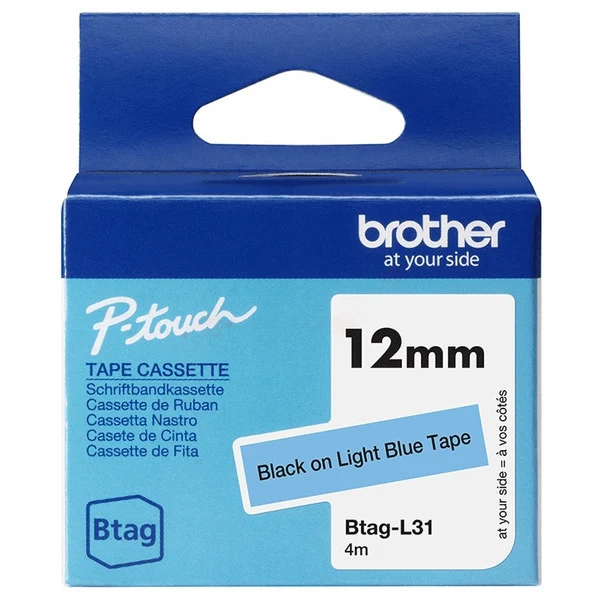 Original Brother BTAG-L31 DirectLabel-Etiketten schwarz auf blau hell 12mm x 4m