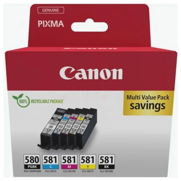 Original Canon PGI-580 / CLI-581 Tintenpatrone 5er-Set Bk,PBk,C,M,Y