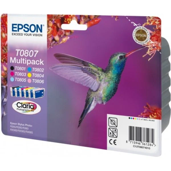Original Epson T0807 Tintenpatrone 6er-Set Bk,C,M,Y,LC,LM