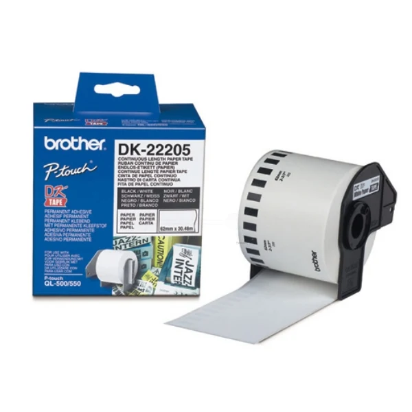 Original Brother DK-22205 DirectLabel Etiketten weiss 62mm x 30,48m