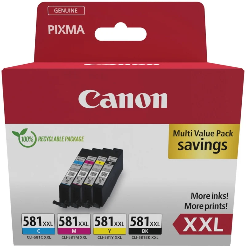 Original Canon CLI-581XXL Tintenpatrone 4er-Set Bk,C,M,Y