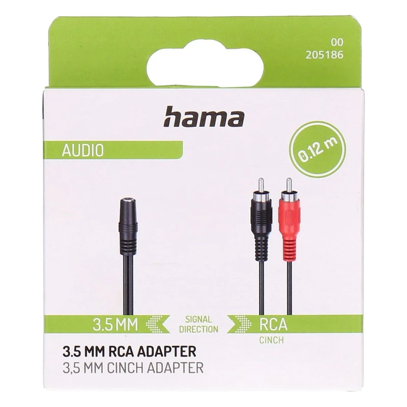 Hama 00205186 Audio-Kabel 0,1 m 2 x RCA 3.5mm Schwarz, Rot