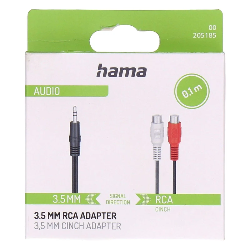 Hama 00205185 Audio-Kabel 0,1 m 2 x RCA 3.5mm Schwarz