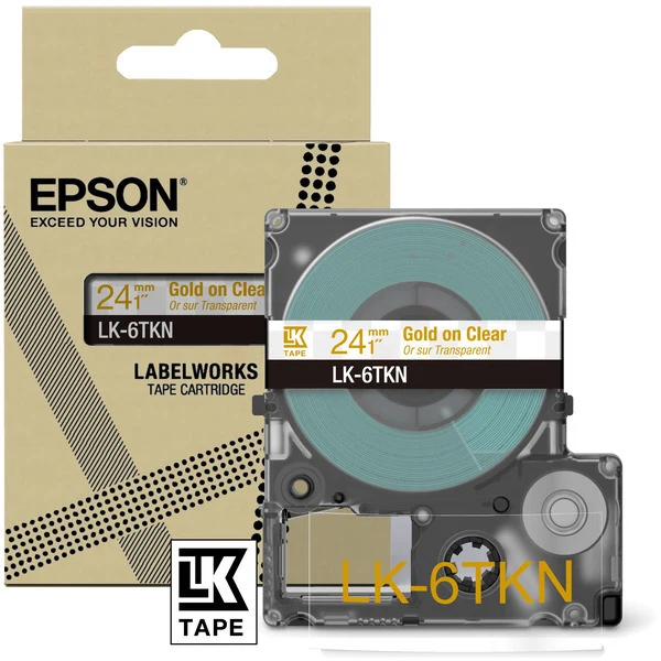 Original Epson C53S672098 / LK-6TKN DirectLabel-Etiketten gold auf Transparent 24mm x 8m